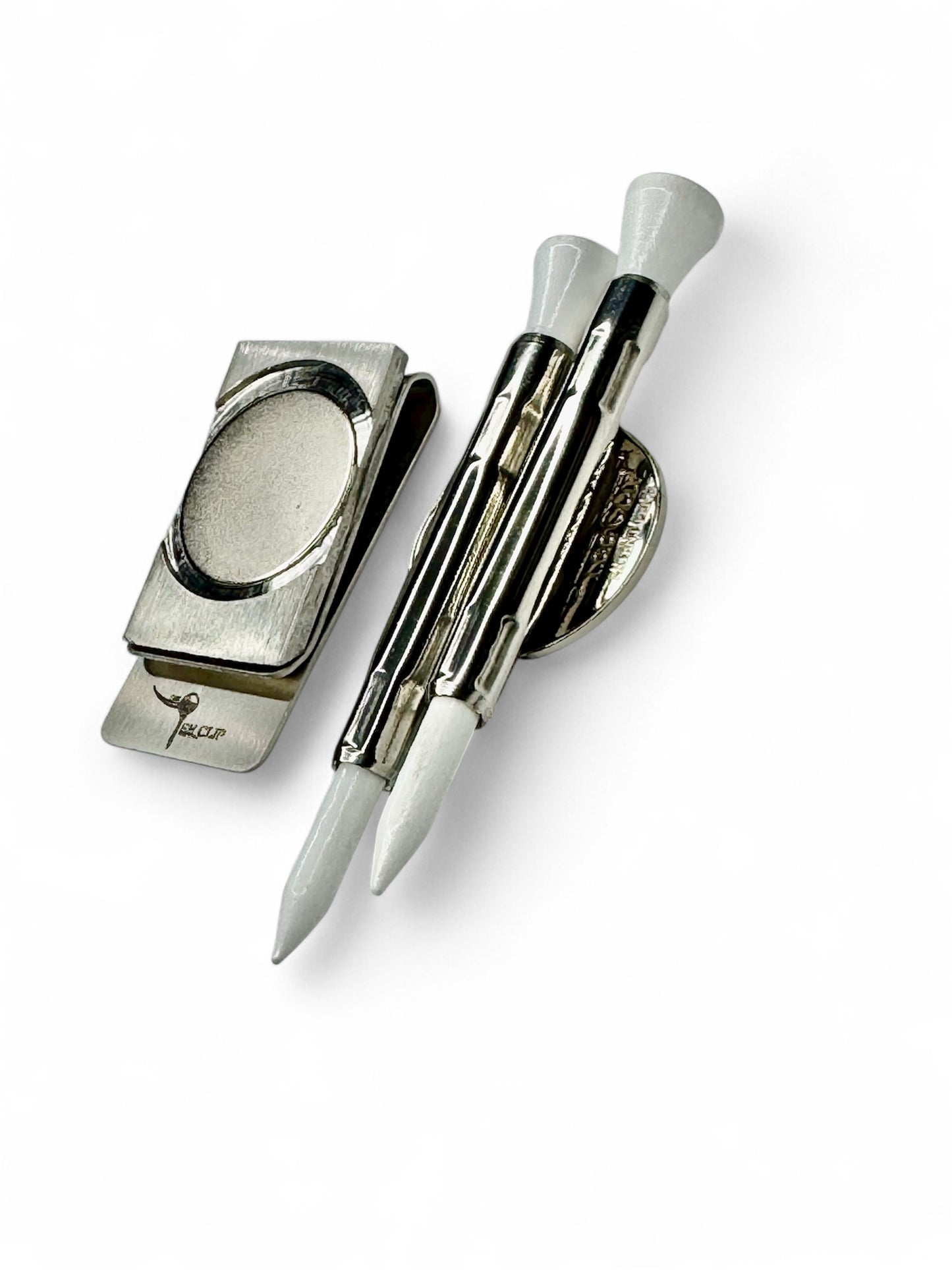 The Tee Clip® Hip Clip™: USA Made | Magnetic Golf Tee Holder for Belt Or Waist | Holds The Tee Clip™ | Double Barrels for 2 Tees, Ball Marker, Putting Alignment Tool, Divot Fixer