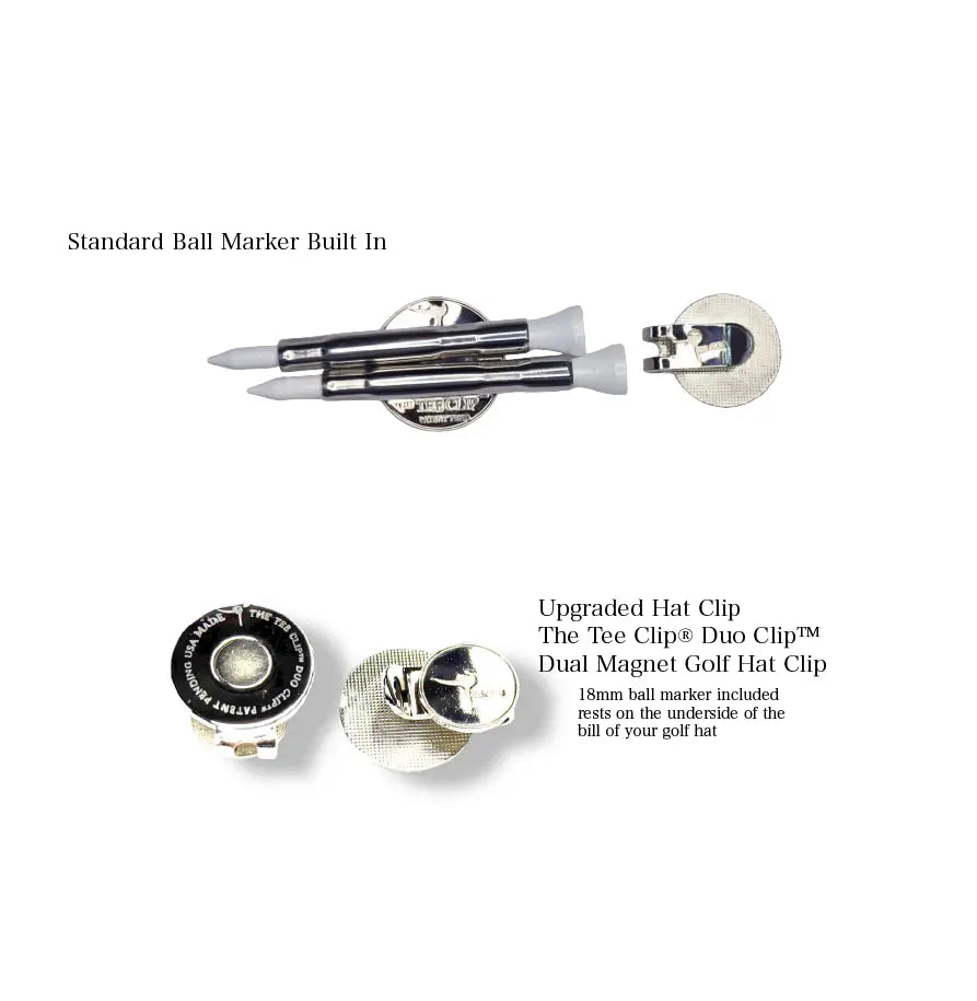 ティークリップ®: 米国製 | マグネット式ゴルフティーホルダー | ティー2本用ダブルバレル、ボールマーカー、パッティングアライメントツール、ディボットフィクサー