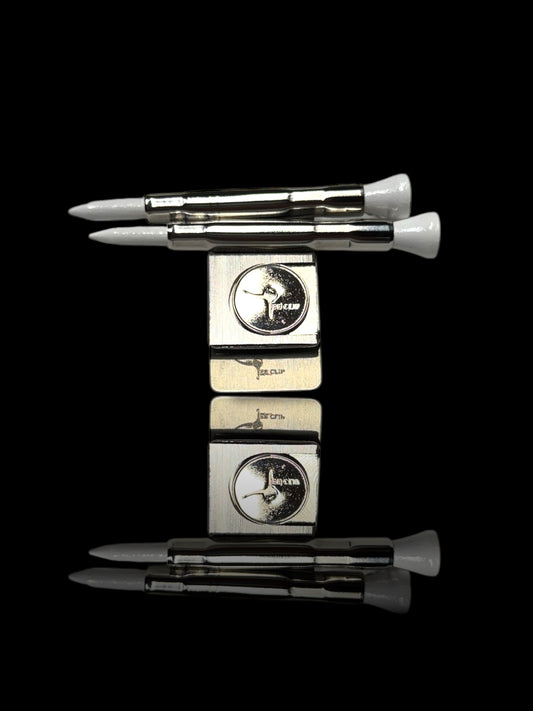 The Tee Clip® Tether™: USA Made | Golf Tee Holder for Belt or Waist| Double Barrels for 2 Tees and 18mm Ball Marker