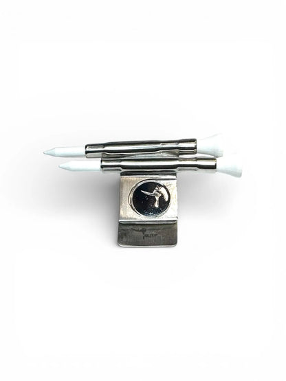 The Tee Clip® Tether™: USA Made | Golf Tee Holder for Belt or Waist| Double Barrels for 2 Tees and 18mm Ball Marker Lost Wedge™
